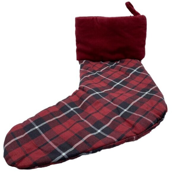 Pottery Barn Danielle Landon Plaid Christmas Holiday Xmas Stocking Red Black - Picture 4 of 12